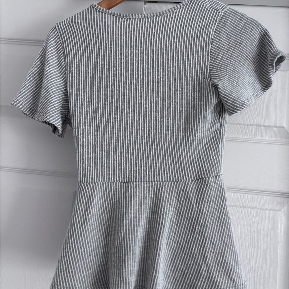 Caution To The Wind Black and White Striped Wrap Blouse - Picture 2 of 3